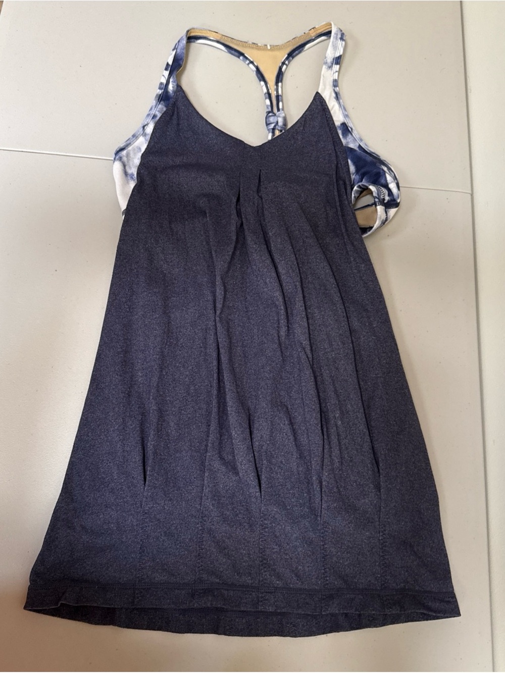 Lululemon White Blue Ink Blot Tank Top Size 8
